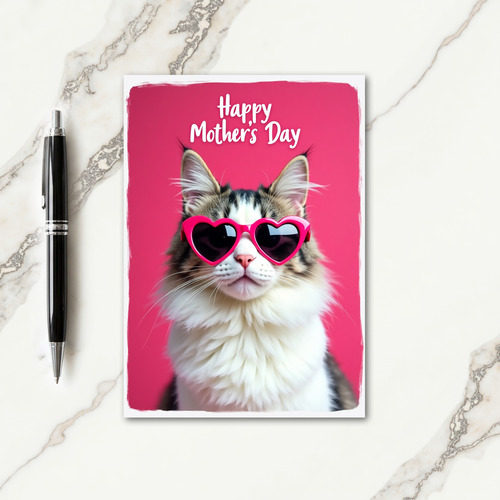 Magenta Cat Mothers Day Card