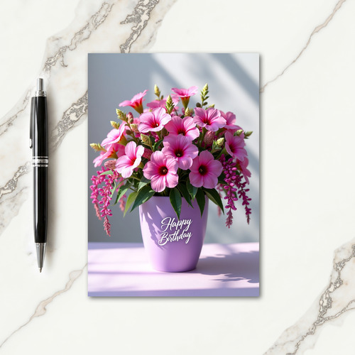 Magenta Flower Birthday Card