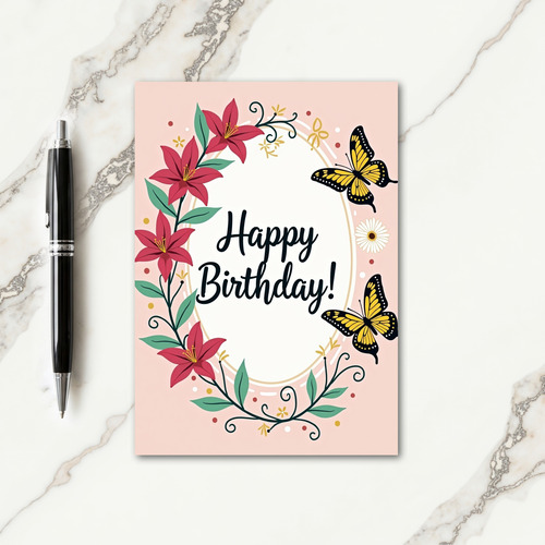 Magenta Flowers Birthday Card