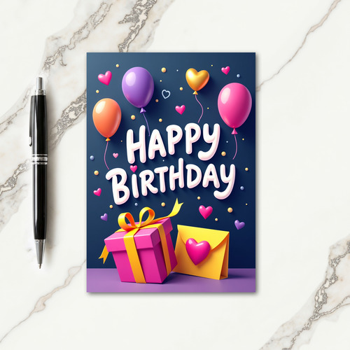 Magenta Gift Birthday Card