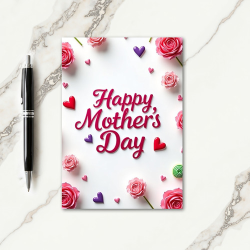 Magenta Happy Day Hearts Card