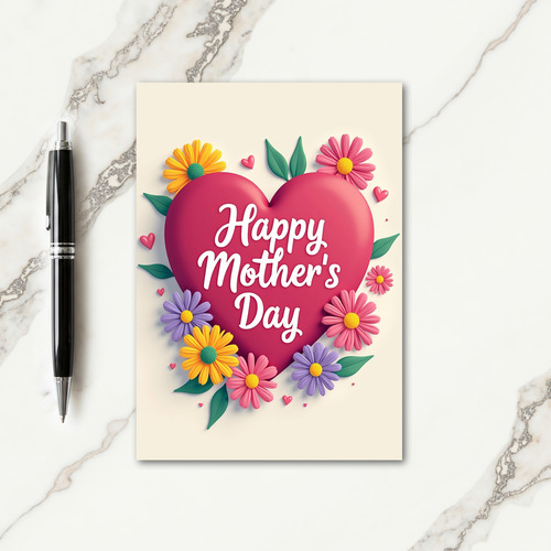 Magenta Heart Blossom Card