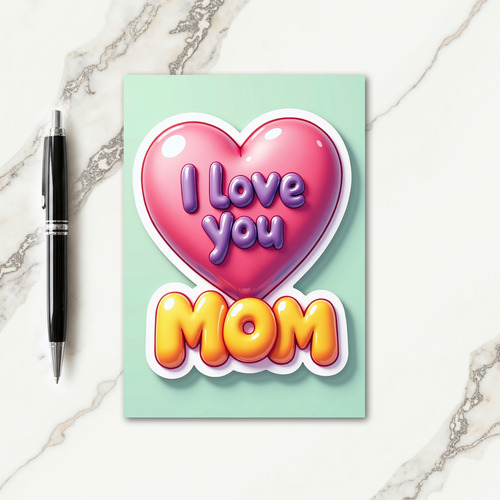 Magenta Heart Moms Day Card
