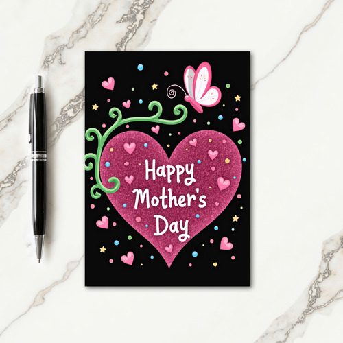 Magenta Heart Mothers Day Card