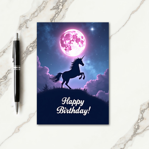 Magenta Moon Birthday Card