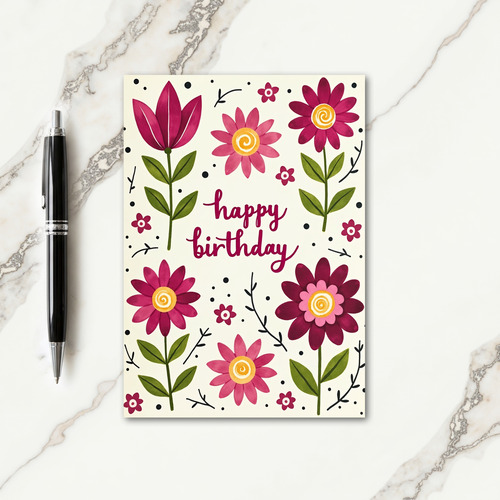 Magenta Petal Birthday Card