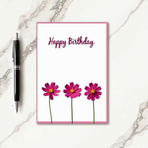 Magenta Script Birthday Card
