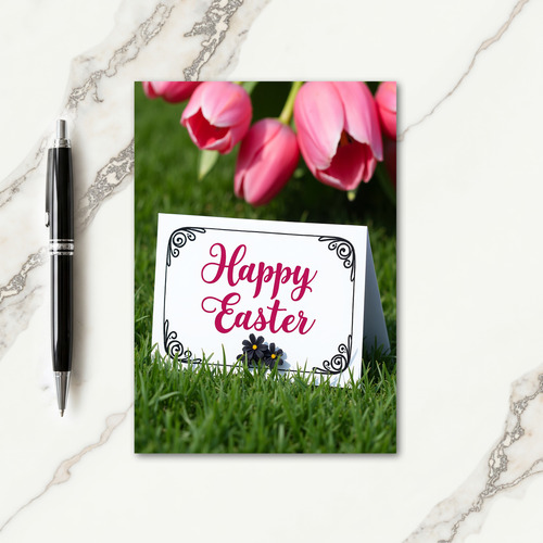 Magenta Script Spring Card