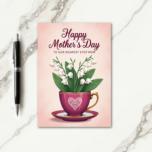 Magenta Teacup Mothers Day Card