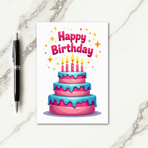Magenta Text Birthday Card