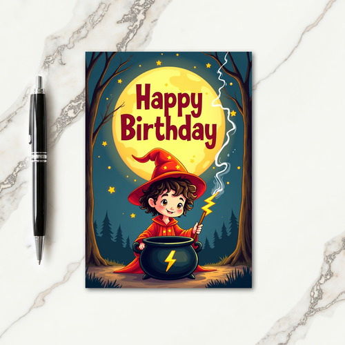 Magical Birthday Moonlit Spell Card