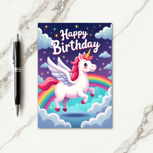 Magical Birthday Winged Horse Card