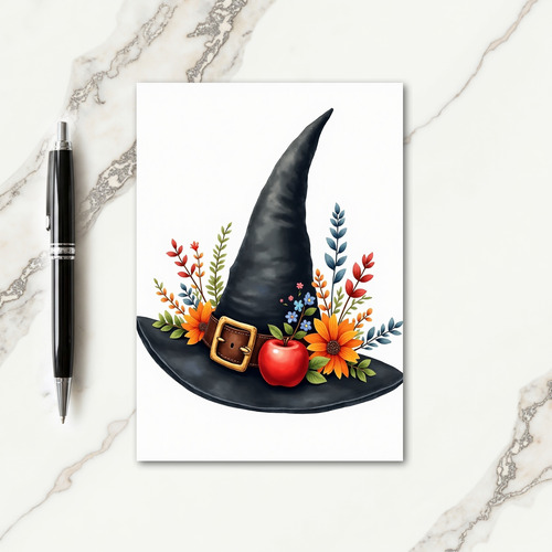 Magical Hat With Autumn Blooms Card
