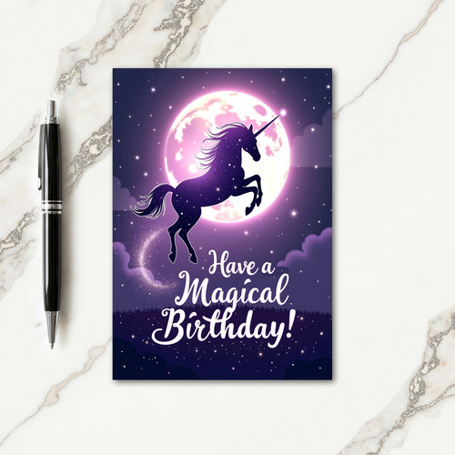 Magical Horned Horse Birthday Card