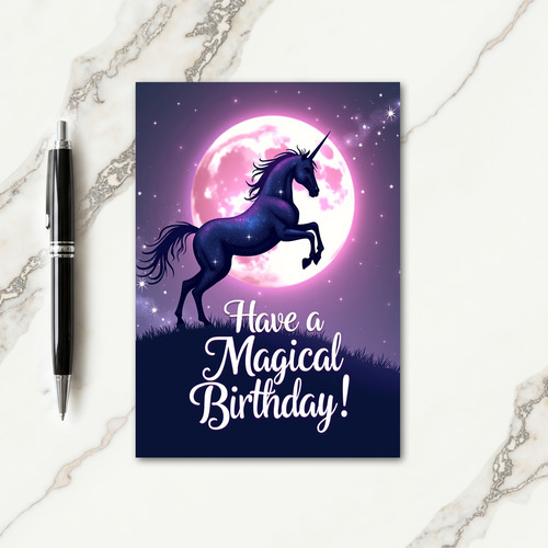 Magical Purple Moon Birthday Card