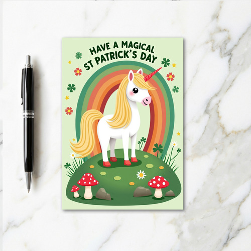 Magical Unicorn St Patricks Day Card