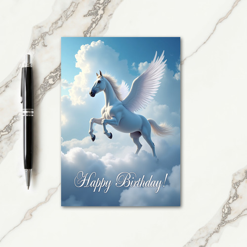 Magical Winged Horse Birthday Card
