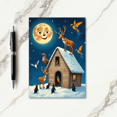 Magical Winter Cabin Card