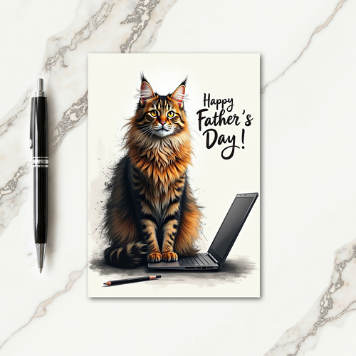 Majestic Cat Fathers Day Card