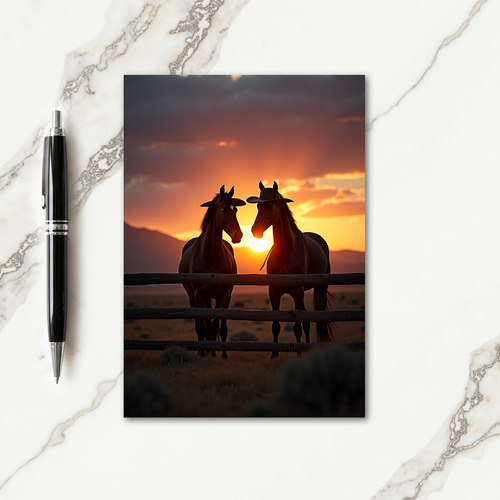 Majestic Sunset Horses Card