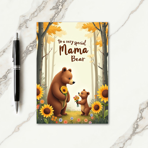 Mama Bear Sunflower Day Card