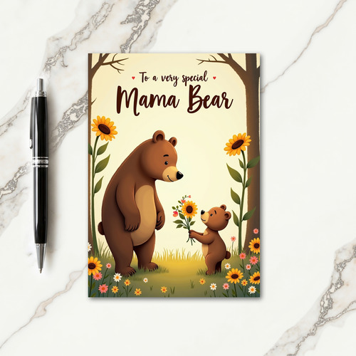 Mama Bear Sunflower Love Card