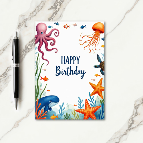 Marine Life Birthday Card