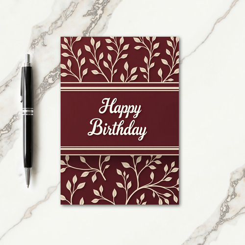 Maroon Birthday Calligraphy Card