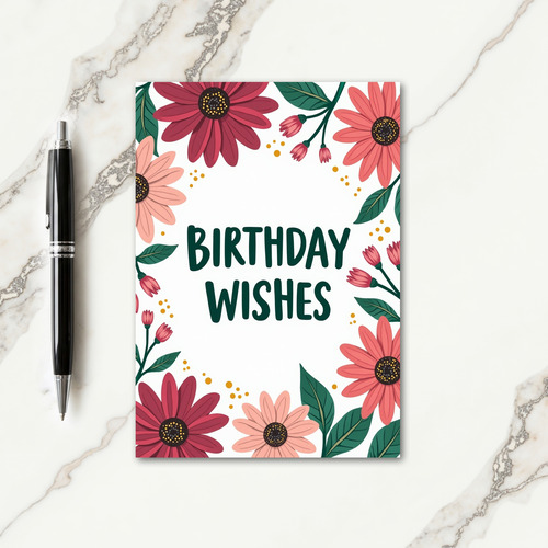 Maroon Bloom Birthday Card