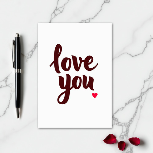 Maroon Elegant Simple Love You Card