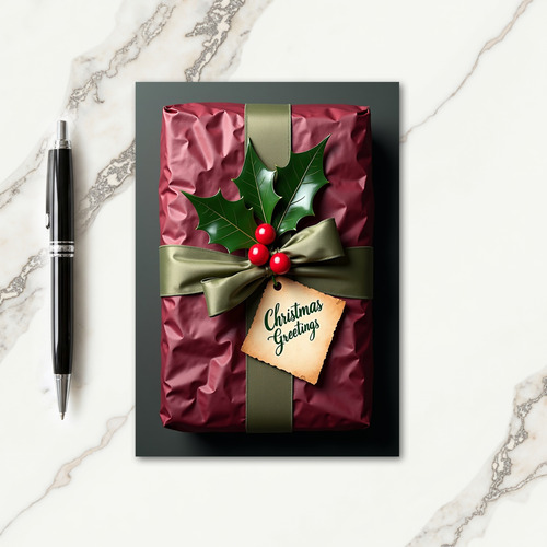 Maroon Gift Bow Card