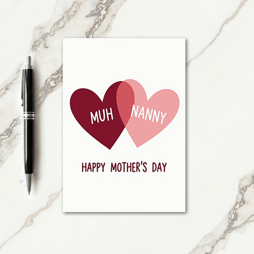 Maroon Hearts Mothers Day Card