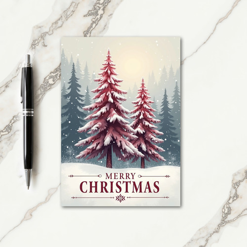 Maroon Pine Christmas Card