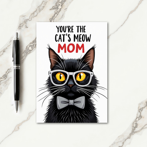 Matte Black Cat Mom Card