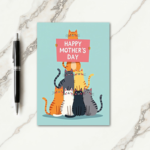 Matte Cheerful Cats Celebration Card