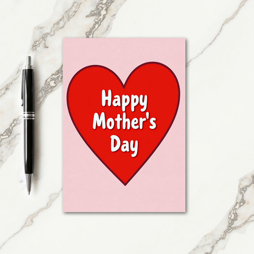 Matte Crimson Heart Mothers Day Card