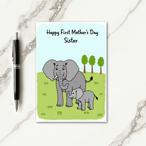 Matte Elephant Family Card