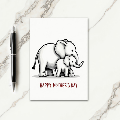 Matte Elephant Mothers Day Card