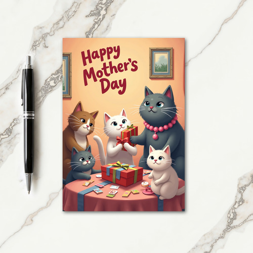 Matte Family Cats Mothers Day Card