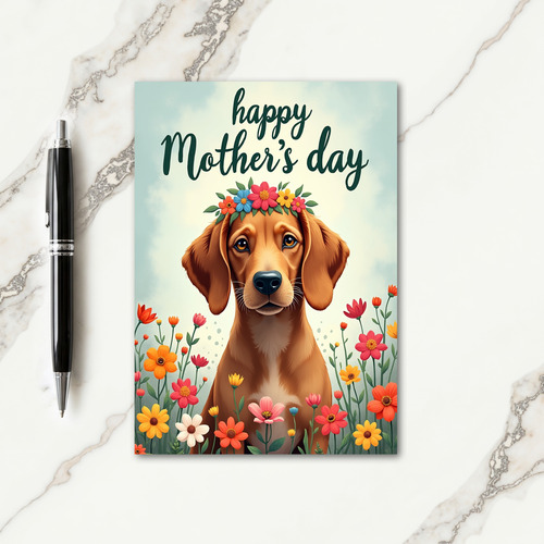 Matte Floral Dog Card