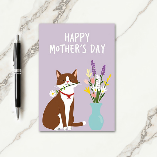 Matte Happy Cat Daisy Card