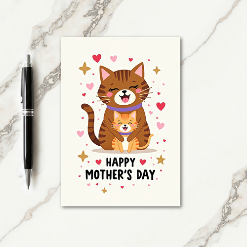 Matte Happy Cat Family Card