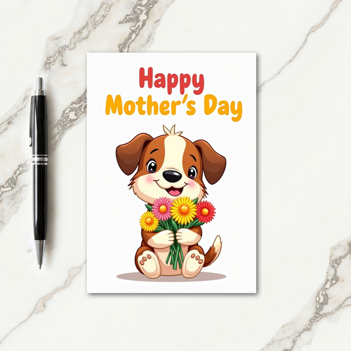 Matte Happy Dog Bouquet Card