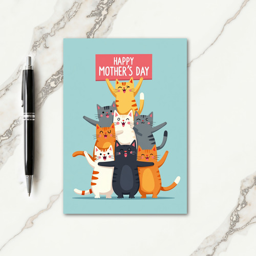 Matte Happy Mothers Day Cats Card