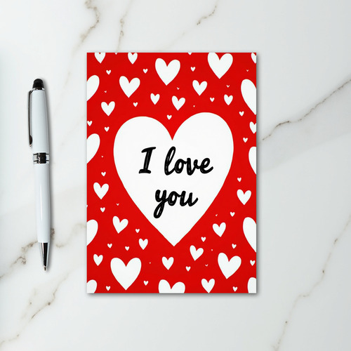 Matte Hearts I Love You Card