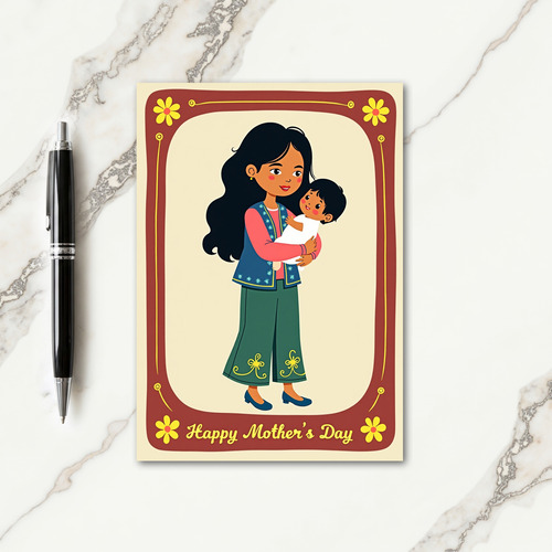 Matte Mother And Child Art Card