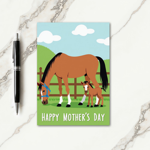 Matte Mother And Foal Card