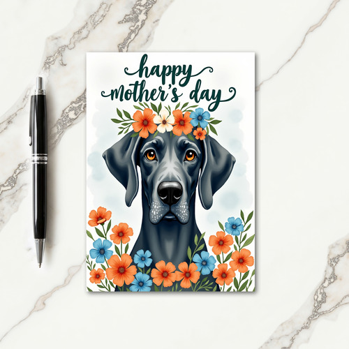 Matte Noble Dog Floral Crown Card