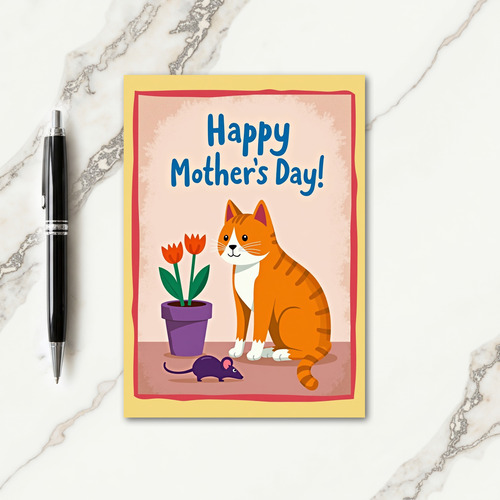 Matte Orange Cat Joyful Card