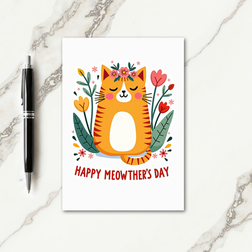 Matte Orange Kitty Love Card